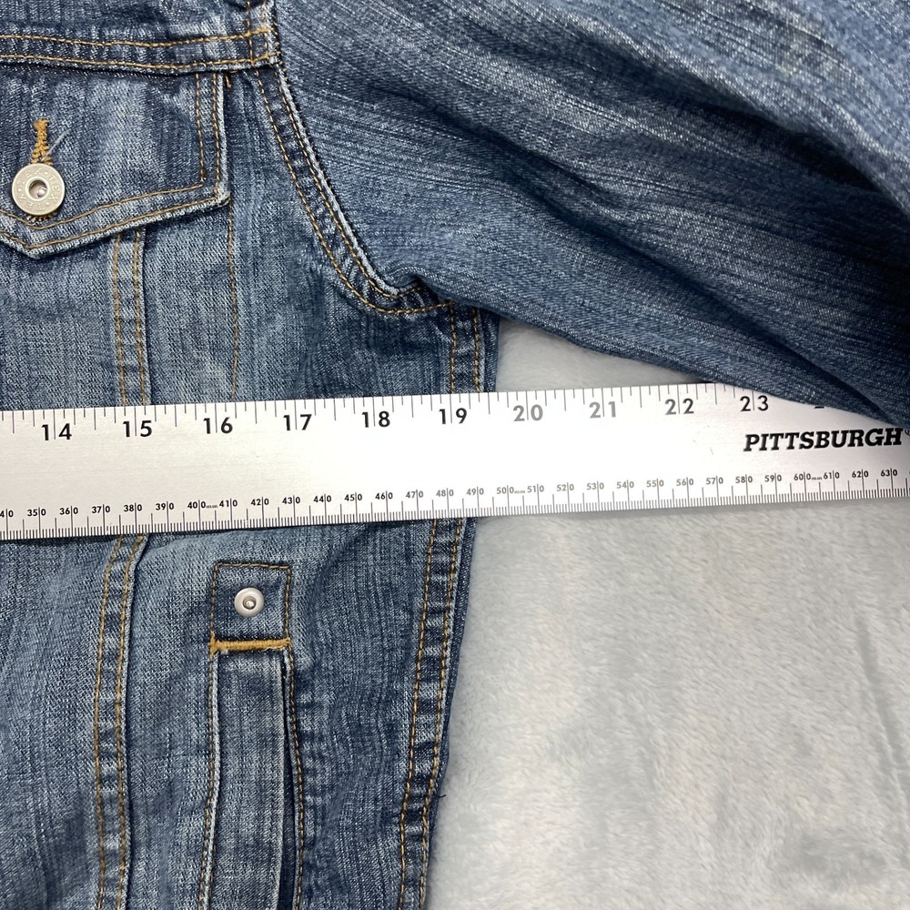 Cicerone Trucker Jacket Mens Small Blue Denim Long Sleeve Collared Button Front - Picture 4 of 8
